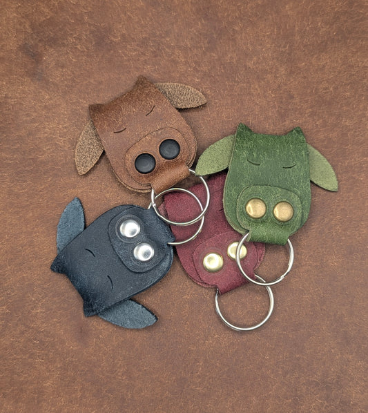 Leather Cow Keychain