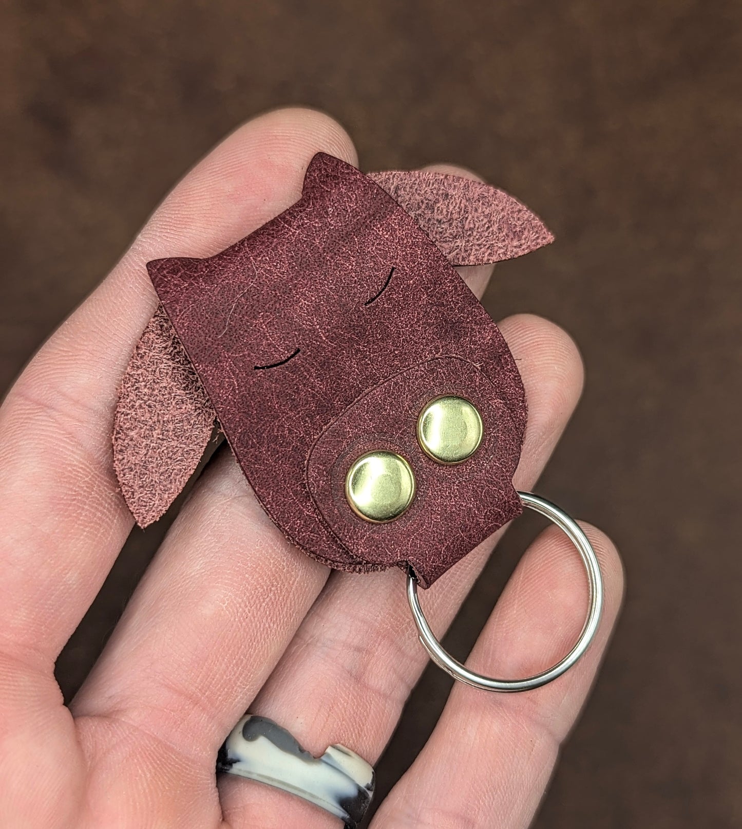 Leather Cow Keychain