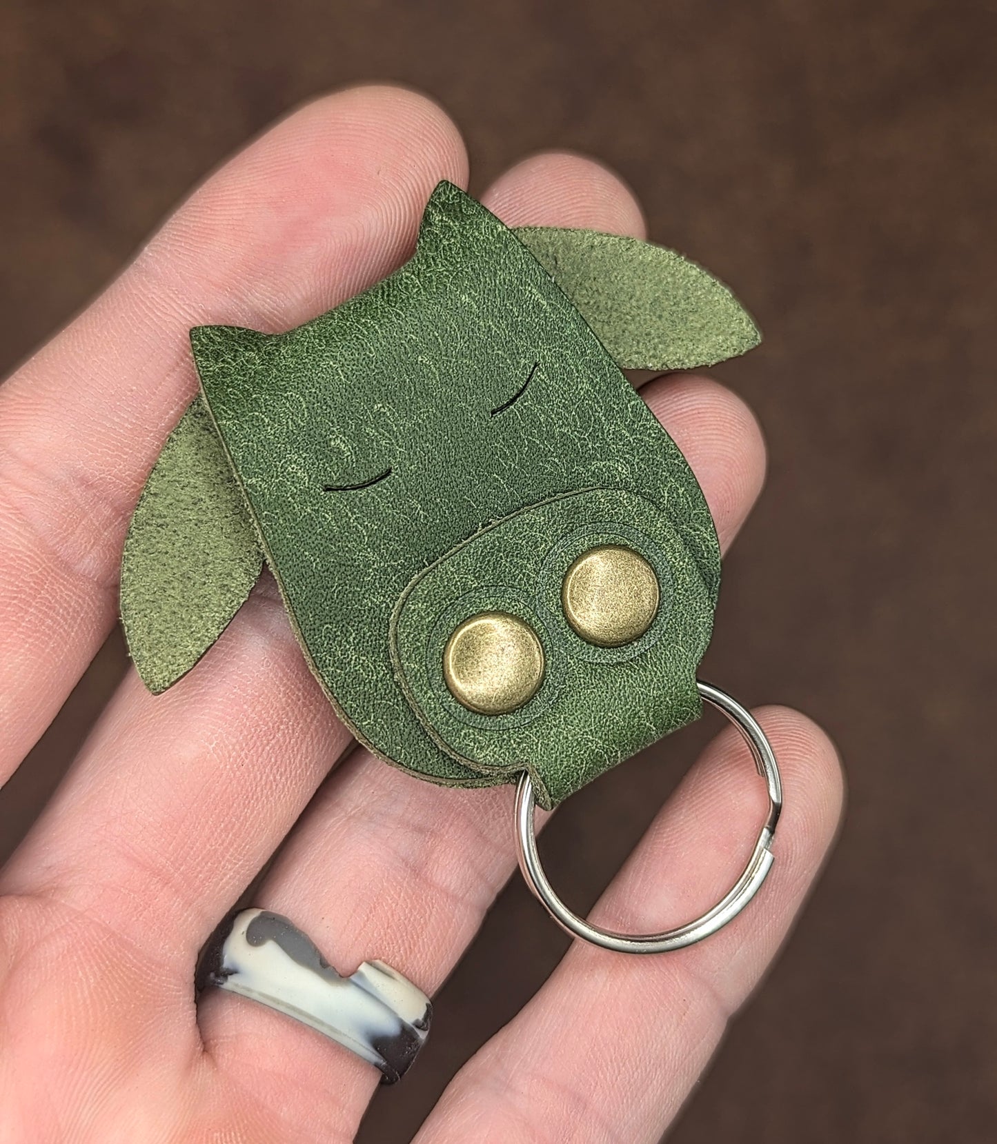 Leather Cow Keychain